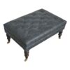 Buffalo - Leather Ottoman With Castor Legs - Brown / Teal - Image 6
