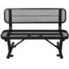 4' Outdoor Steel Bench With Backrest - Black - Image 4