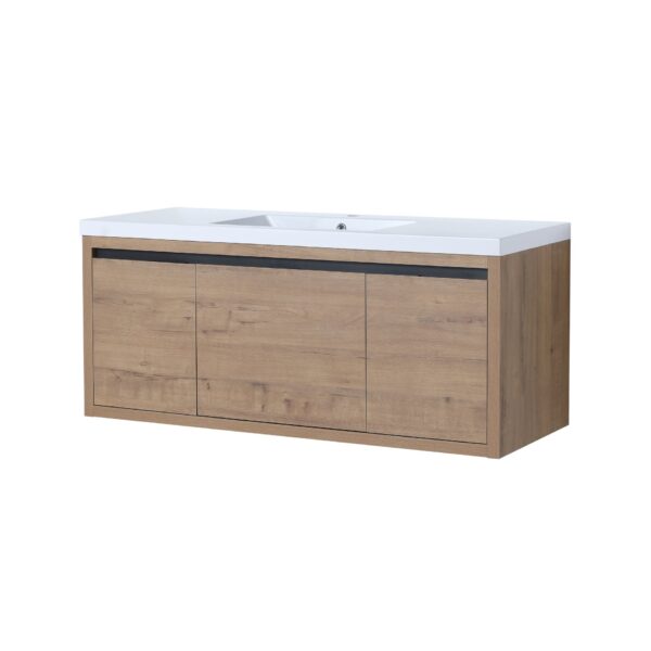 Modern Floating Bathroom Vanity Cabinet With Resin Sink Soft Close Doors And Drawer - Imitative Oak