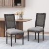 French Country Dining Chair Set With Upholstered Seats And Weathered - Gray - Image 5