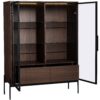 Modern Minimalist Style LED Curio Cabinet With Tempered Glass Door, Metal Legs - Black / Dark Walnut - Image 10