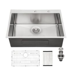 Stainless Steel 16 Gauge Kitchen Sink Drop In Single Bowl - Antique White