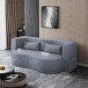 2 In 1 Convertible Sofa Bed, Full Size Folding Loveseat Couch With Soft Teddy Fabric, Floor Sofa Mattress With 2 Pillows, Space Saving Futon For Small Living Room, Dorm - Gray - Image 7