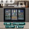 53" Beverage Refrigerators 3 Glass Door Back Bar, 480 Cans Cooler, Commercial Beer Wine And Drink Fridge, 11.3 Cu.Ft - Black - Image 3