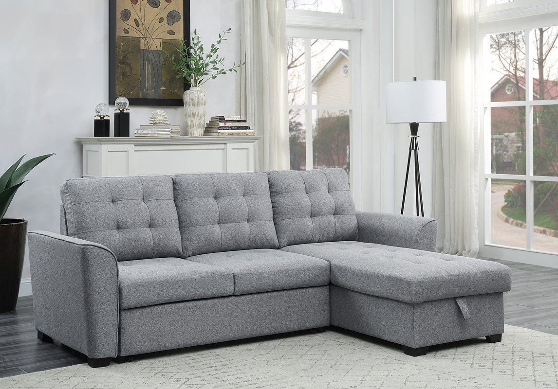 Avery - Sleeper Sectional Sofa With Reversible Storage Chaise - Light Gray - Image 2