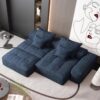 Modern Oversized Modular Sectional Sofa With Ottoman, Seat, Chaise Lounge And Armrest, Sparkling Chenille Fabric Soft Cushion Sofa With 4 Pillows, 4 Pieces Diy Combination Tufted Sofa, No Assembly Required - Blue - Image 9