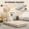 Convertible Floor Sofa Bed With Fixed Shape Frame For Living Room - Beige - Image 8