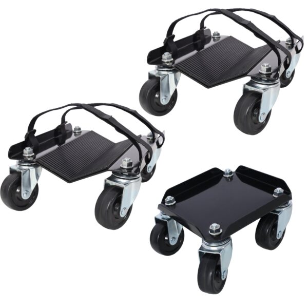 Heavy Duty Snowmobile Dolly With V Slide And Swivel Casters Steel, 1500Lbs Capacity - Black