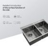 Double Bowl Drop In Kitchen Sink 33" X 22" With 16 Gauge Stainless Steel And 2 10" Deep Basins - Gunmetal Black - Image 7