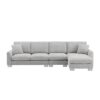 Modern Oversized Sectional Sofa, L-Shaped Luxury Couch Set With 2 Free Pillows, 5 Seat Chenille Indoor Furniture With Chaise - Light Gray - Image 2