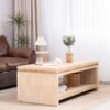 Modern Wood Coffee Table With Beaded Trim, Light, Farmhouse & Coastal Living Room Furniture - Natural - Image 4