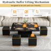 Lift Top Coffee Table With 4 Storage Stools, Multi Functional Adjustable Coffee Table For Living Room - Black - Image 10