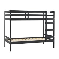 Modern Simple Solid Wood Twin Over Twin Bunk Bed - Black
