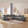 Modular L Shaped Sectional Sofa, Luxury Floor Couch Set, Upholstered Indoor Furniture, Foam - Filled Sleeper Sofa Bed 5 Pieces Free Combination - Gray - Image 14
