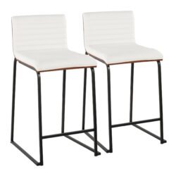 Mason Mara - Contemporary Fixed Height Counter Stool (Set of 2) - Black / Walnut / White