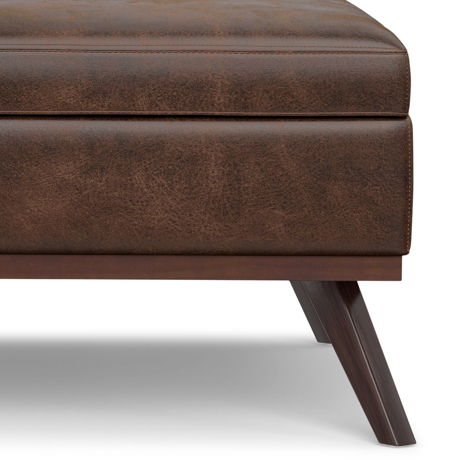 Owen - Extra Large Square Coffee Table Storage Ottoman - Distressed Chestnut Brown - Image 8