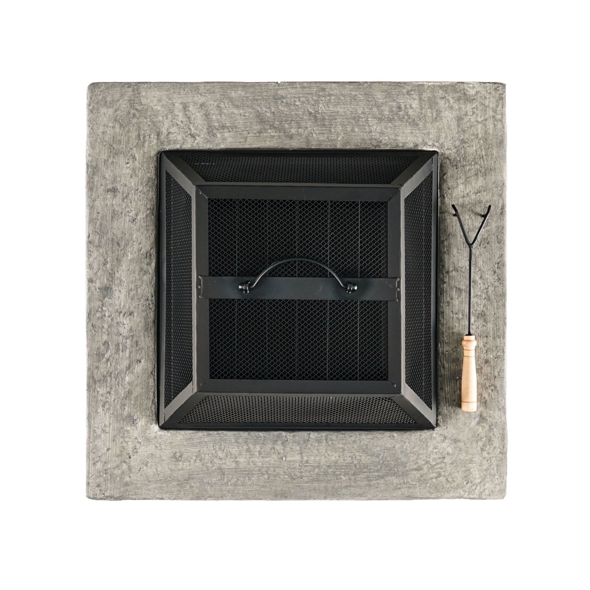 Outdoor Wood Bruning Magnesium Oxide Fire Pit With Lid - Stone Gray - Image 9