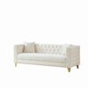 3 And 3 Seater Deep Seat Sofa With Button Nailhead And Square Arm Design - Beige - Image 7