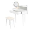 Modern Corner Makeup Vanity Desk With Large Storage, LED Mirror & Stool, Adjustable Brightness, Space Saving - White - Image 10