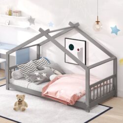 Twin Size House Bed - Gray