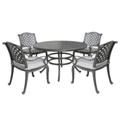 Outdoor 5 Piece Aluminum Dining Set With Cushion - Golden Gauze
