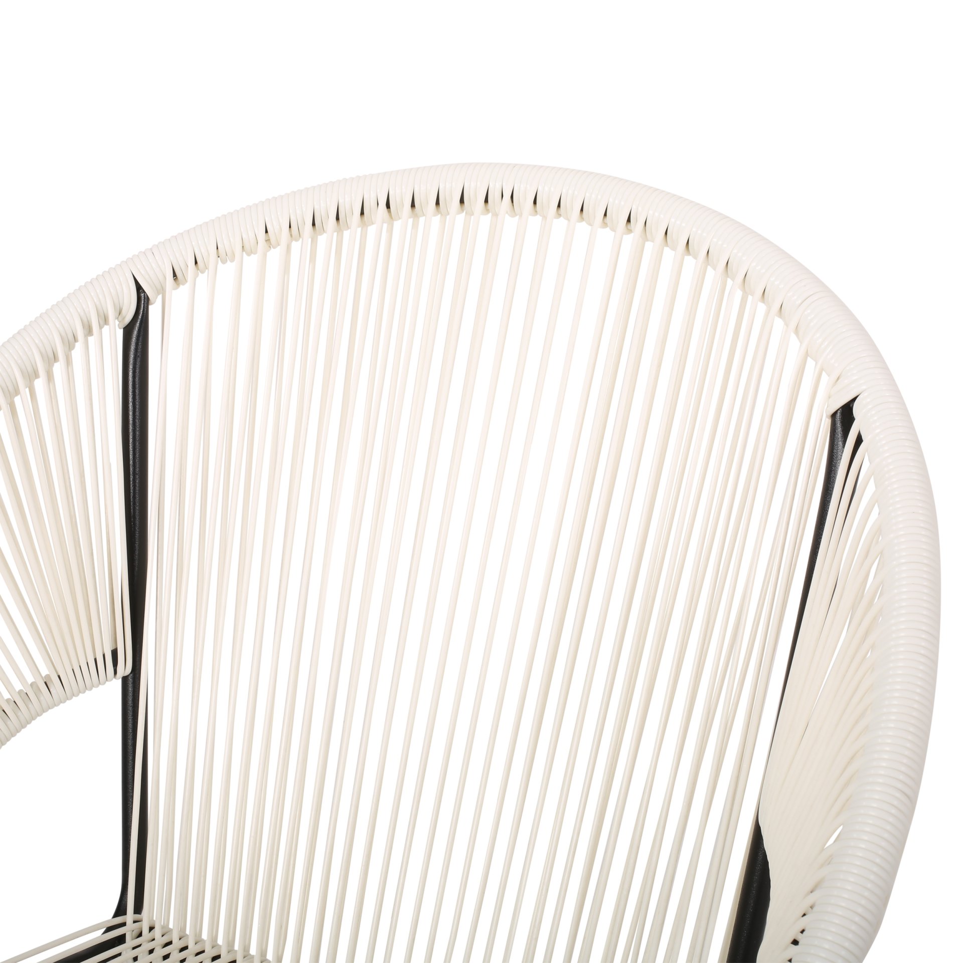 Nusa - Modern Outdoor Chair Set With Polyethylene Rattan And Iron Frame - White - Image 12