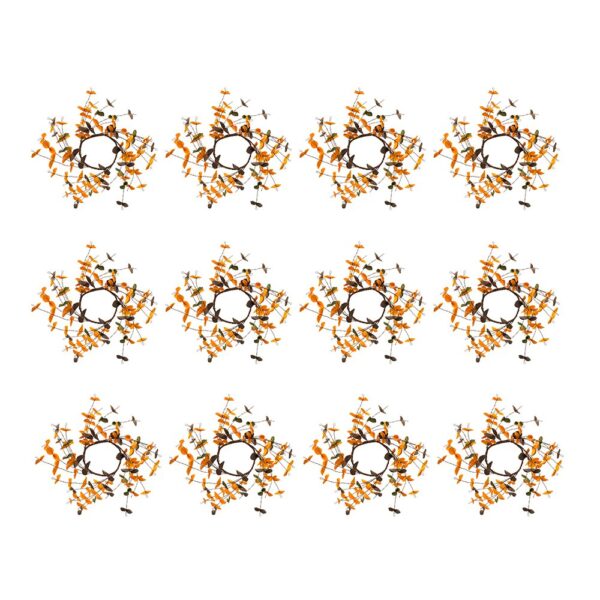 Fall Leaves Wreath, Botanicals Decor For Harvest Festival Fall Festival & Thanksgiving Table Decorations (Set of 12) - Orange Multi