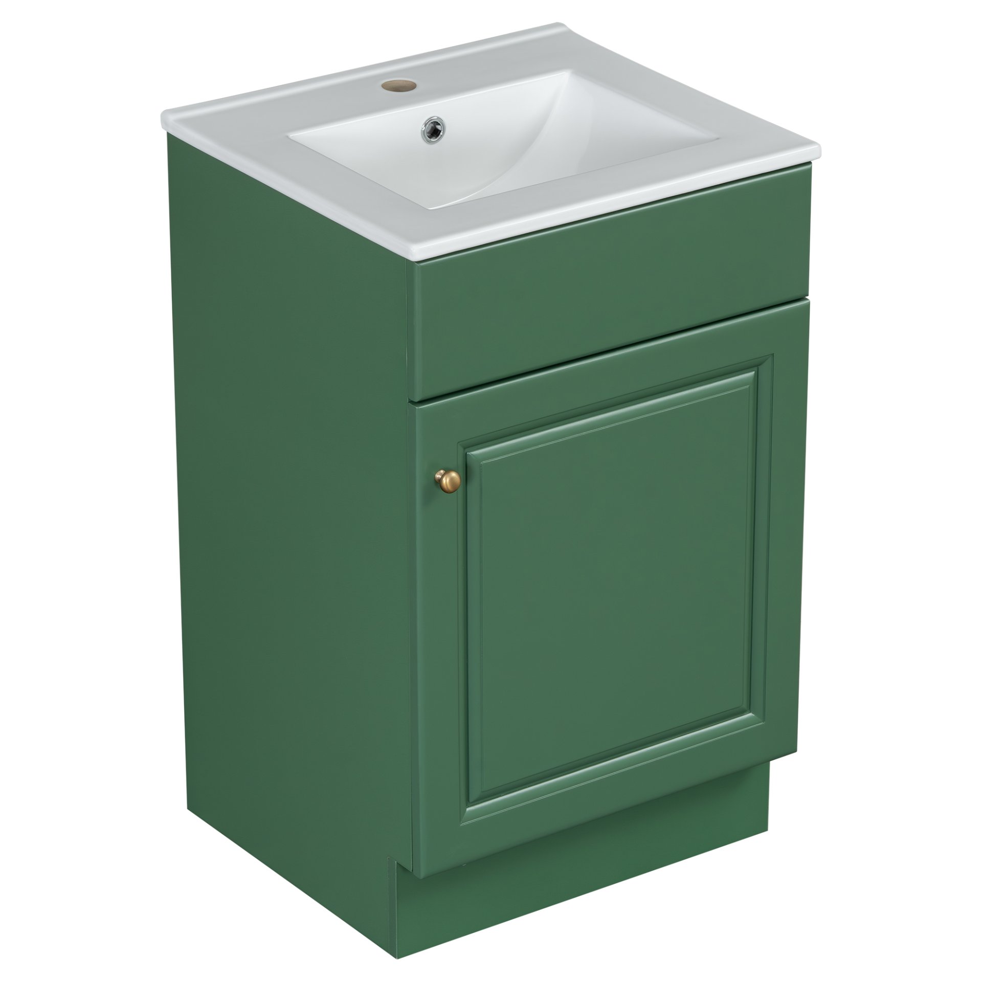 20" Bathroom Vanity With Sink, Freestanding Cabinet With Door Shelf And Adjustable Shelf, And Ceramic Construction - Green - Image 14
