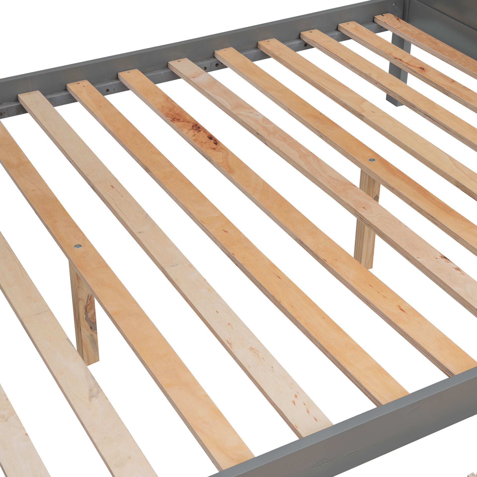 Twin Over Full Bunk Bed With Shelfs, Storage Staircase And 2 Drawers - Gray - Image 11