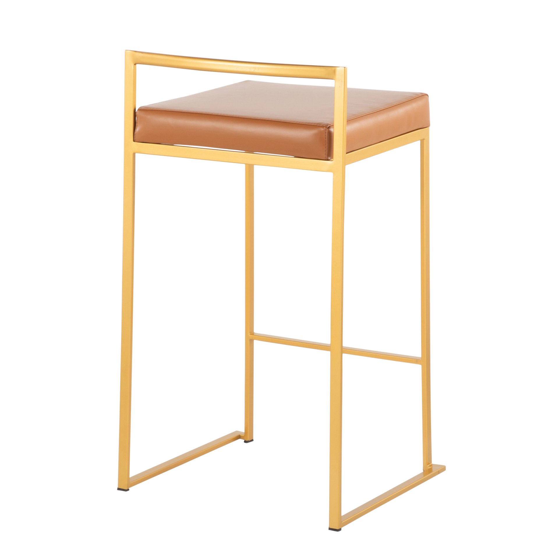 Fuji - Contemporary Stackable Counter Stool (Set of 2) - Gold / Camel - Image 4