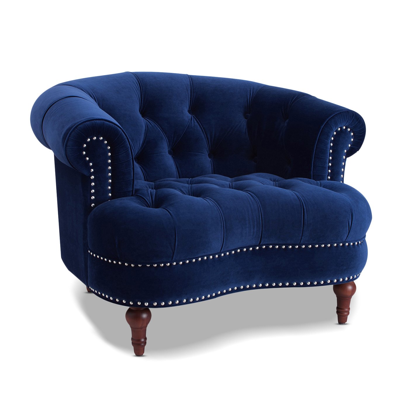 La Rosa - Victorian Tufted Upholstered Accent Chair - Navy Blue - Image 8