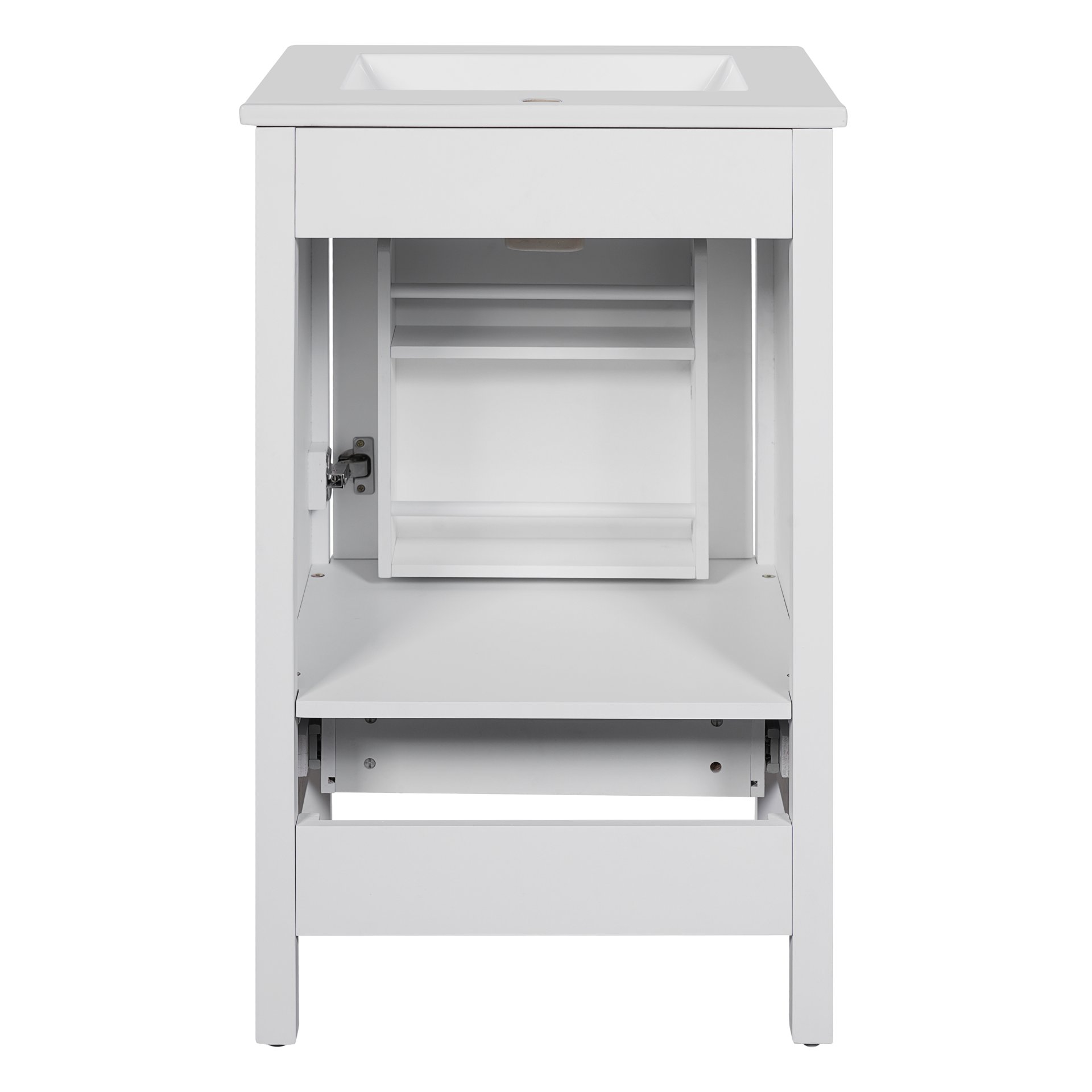 20" Bathroom Vanity With Sink, Soft Close Drawers, Door Organizer, Divider Drawer, Adjustable Foot Pads - White - Image 15