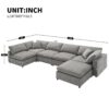 Modern Modular Cloud Sofa Bed, 6 Seat Chenille Sectional Couch Set With Ottoman, Free Combination, Convertible U Shaped Sleeper Sofa - Gray - Image 24