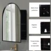 Arched Recessed Medicine Cabinet, Metal Framed Bathroom Wall Cabinet With Mirror And Adjustable Shelves, Wall Mirror With Storage For Bathroom - Matte Black - Image 8