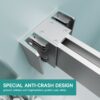 Frameless Double Sliding Soft Close Bathtub Shower Door, 5 / 16" Clear Nano Coated Tempered Glass And 304 Stainless Steel Handle - Brushed Nickel - Image 7
