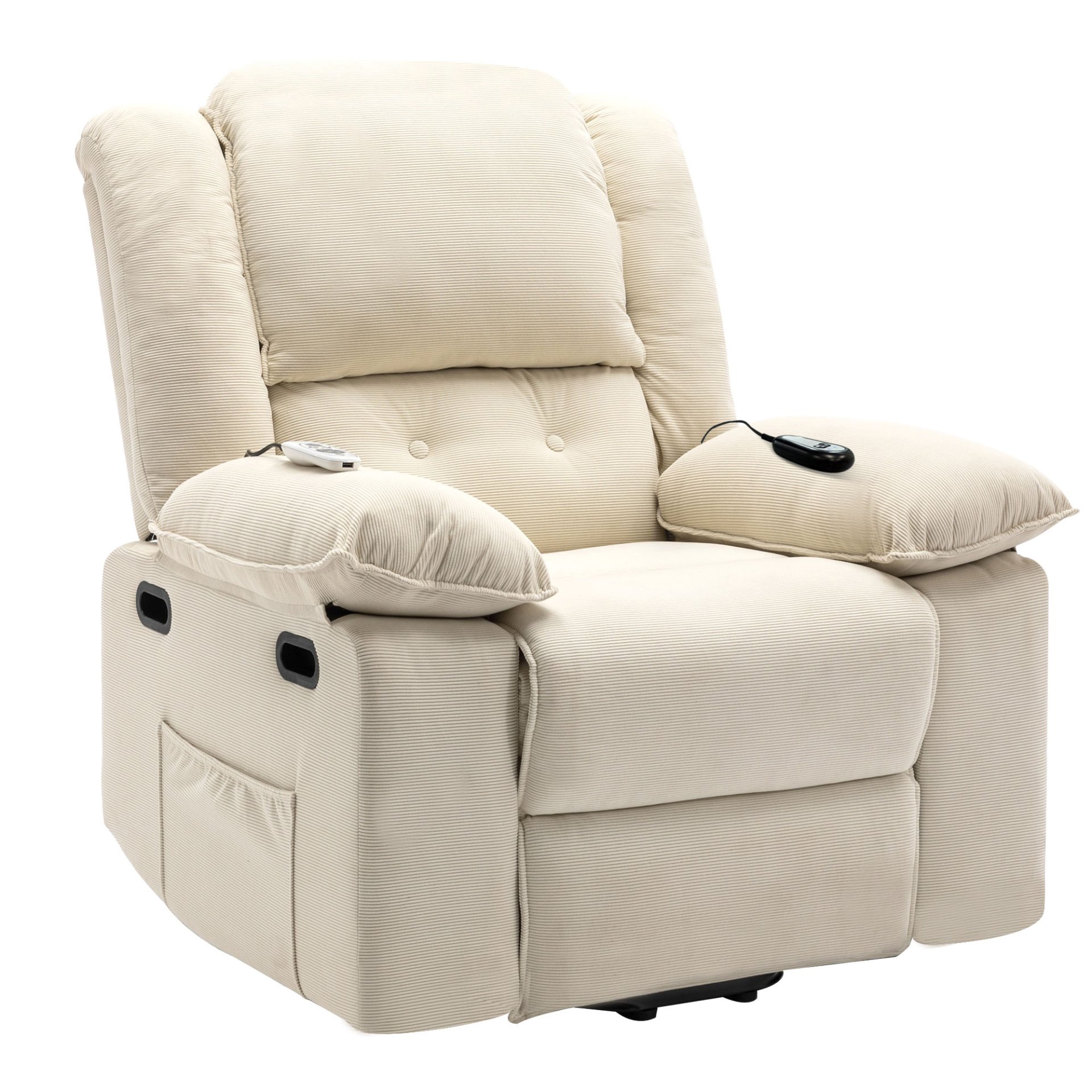 Massage Recliner, Power Lift Chair With Adjustable Massage And Heating Function, Recliner Chair & Infinite Position And Side Pocket For Living Room - Beige - Image 14