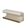 Modern Leather Upholstered Entryway Bench With LED Sensor Light Ottoman For Living Room, Or End Of Bed - Beige - Image 6