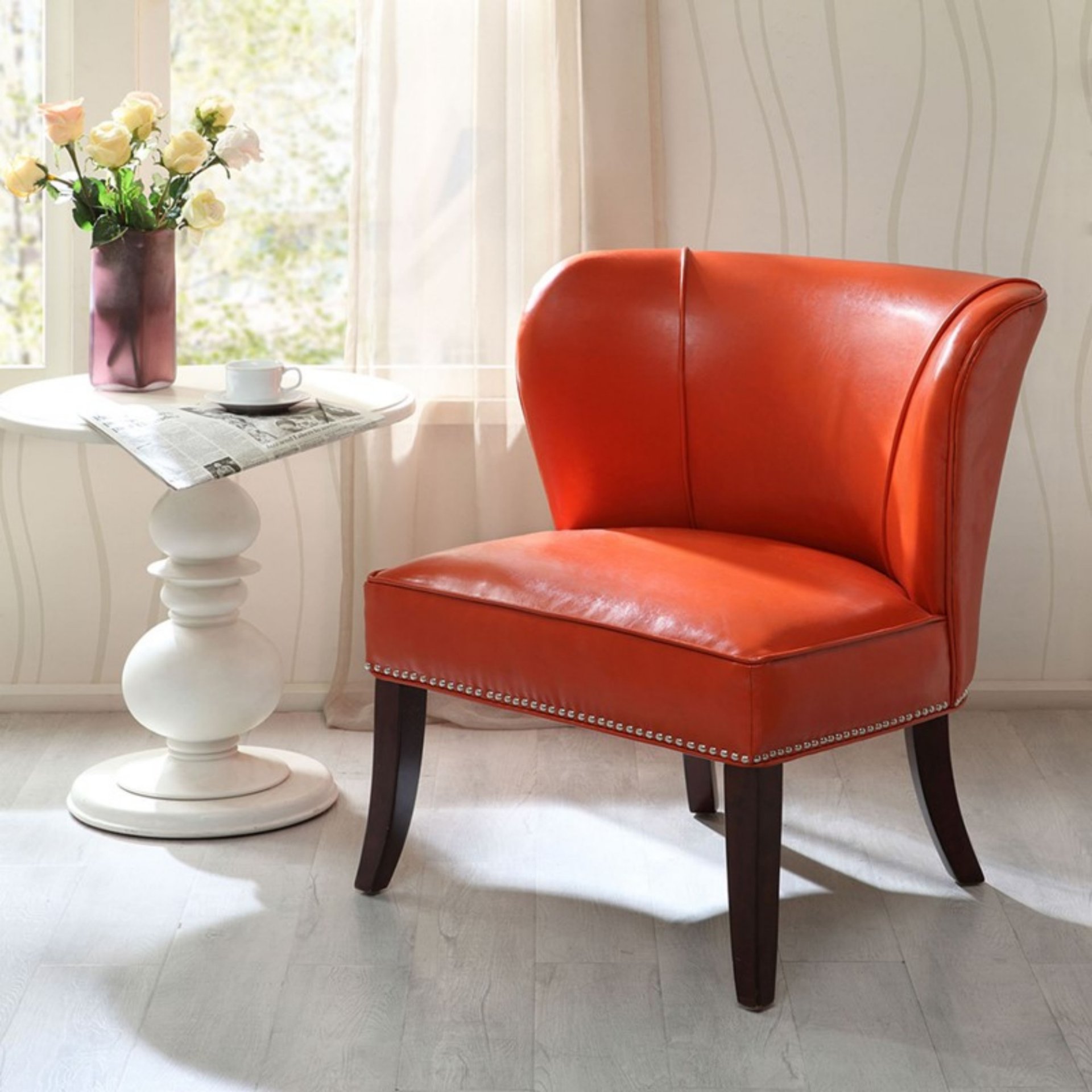 Hilton - Armless Accent Chair With Wingback Design - Orange - Image 2
