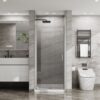 Pivot Shower Door, 1 / 4" Thick Tempered Glass, Semi Frameless Design - Chrome Finish - Image 2