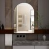 Arched Recessed Medicine Cabinet, Metal Framed Bathroom Wall Cabinet With Mirror And Adjustable Shelves, Wall Mirror With Storage For Bathroom - Matte Black - Image 4