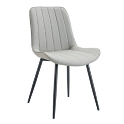 Ergonomic Dining Chair (Set of 4) With Extended Seat Cushion, Metal Legs - Black / Gray