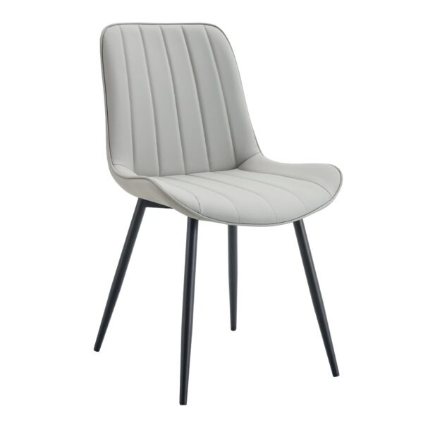 Ergonomic Dining Chair (Set of 4) With Extended Seat Cushion, Metal Legs - Black / Gray