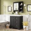 Bathroom Vanity With Sink, Modern Elegant Bathroom Storage Cabinet With 3 Drawers And Adjustable Shelves, Freestanding Vanity Set With Mirror Cabinet, Single Sink Bathroom Vanity - Black - Image 3