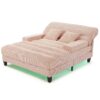 Chaise Bed Lounge Sofa Chair With Adjustable Backrest And LED Light Strip - Pink - Image 12