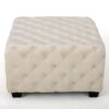 Modern Glam Ottoman With Velvet Upholstery And Button Tufted Design - Ivory - Image 5