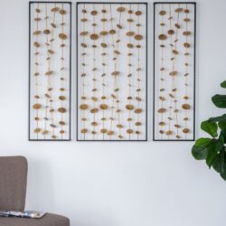Metal Decorative Wall Art With Frame, Wall Decor For Living Room (Set of 3) - Gold
