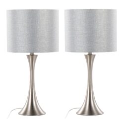Lenuxe - Contemporary Table Lamp (Set of 2) - Nickel / Gray Sparkly / Silver Metallic Threading