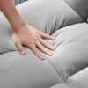 Modern Velvet Loveseat Futon Sofa Couch With Pullout Bed Reclining Backrest Toss Pillows 3 In 1 Convertible Sleeper Sofa Bed - Gray - Image 10