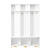 Modern Large Storage Hall Tree With Bench, Luxurious Coat Rack With 6 Hooks And Legs For Entryway, Living Room - White / Gold - Image 11