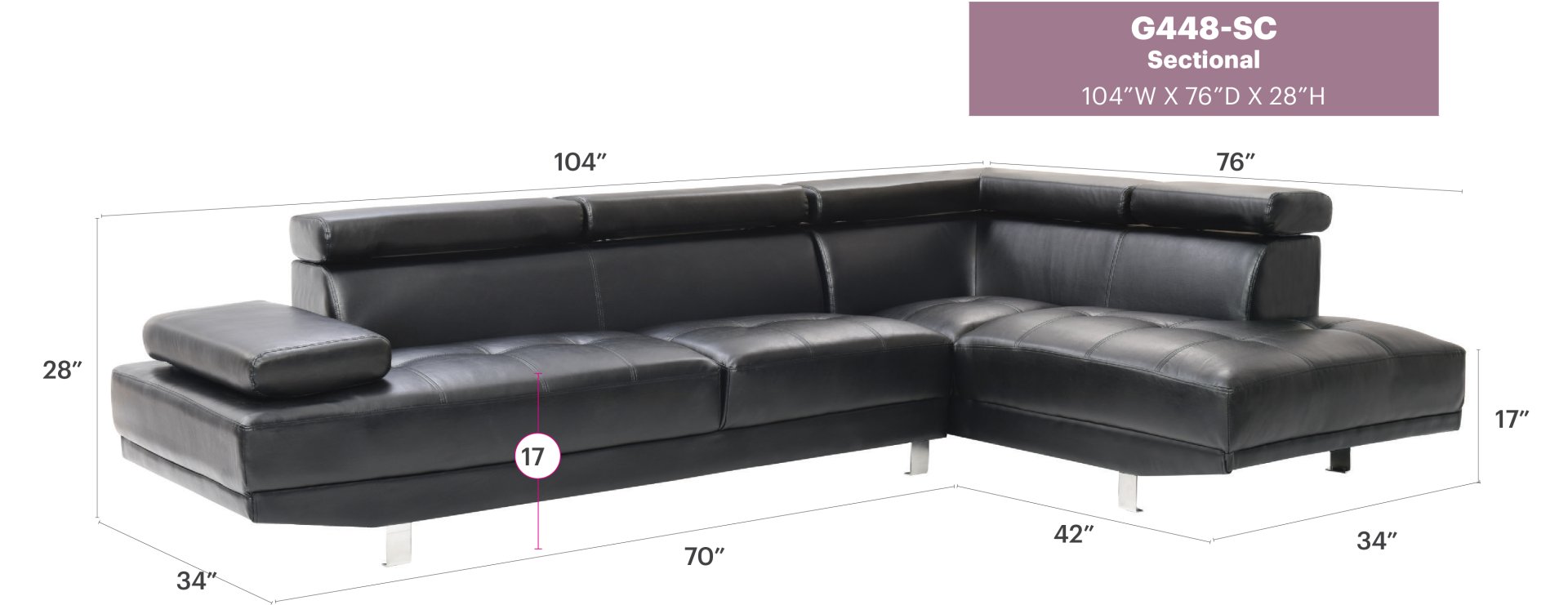 Riveredge - Sectional - Black - Image 2